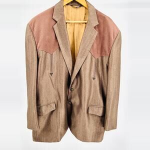 Vintage 70s Silverado Brown Western Ultrasuede Trim Blazer Jacket